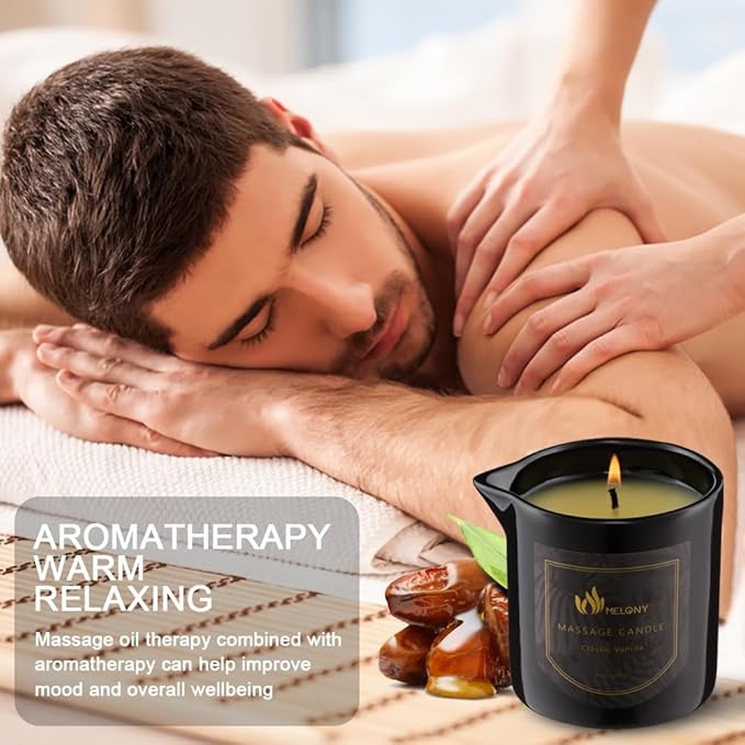 MELONY Massage Oil Candle for Pure Relaxation- 8.1 oz- Moisturizing Essential - Image 3