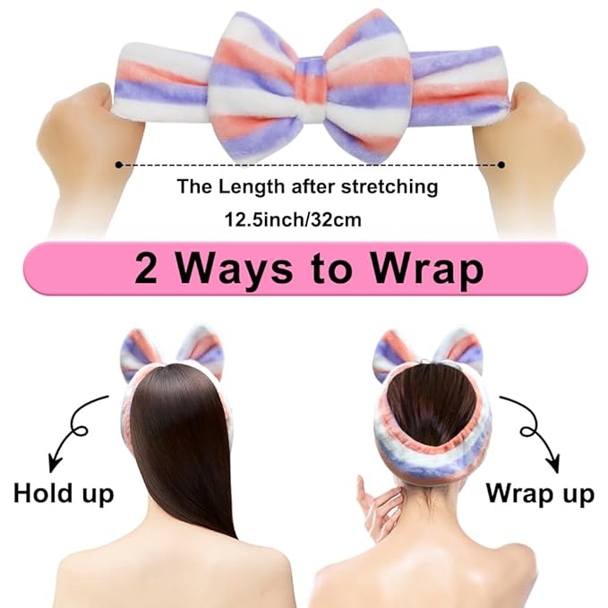 Shintop Women Fashion Lovely Soft Carol Fleece Bowknot Bow Makeup Cosmetic - Image 3