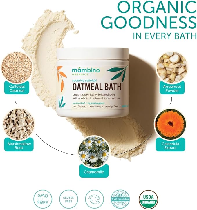 Mambino Organics Soothing Colloidal Oatmeal Bath Soak Powder, - Image 2