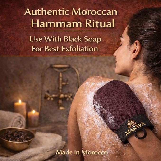 Moroccan Kessa Exfoliating Glove – Medium Hammam Exfoliating Mitt – Dead Skin - Image 5