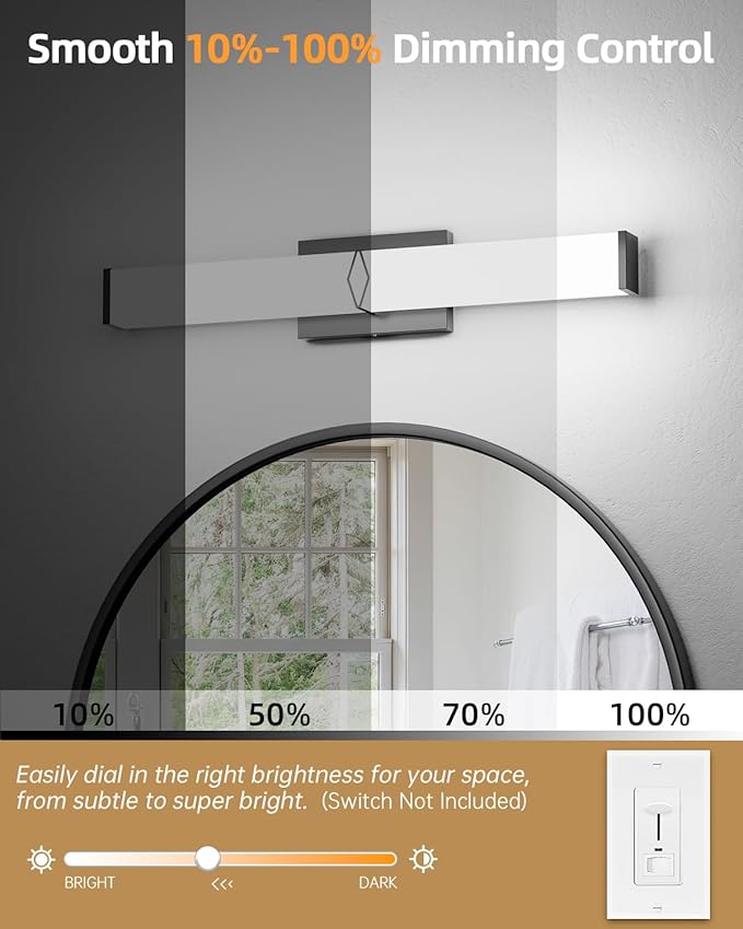 Modern Bathroom Light Fixtures, 24inch Dimmable Bathroom Vanity Lights Over - Image 3