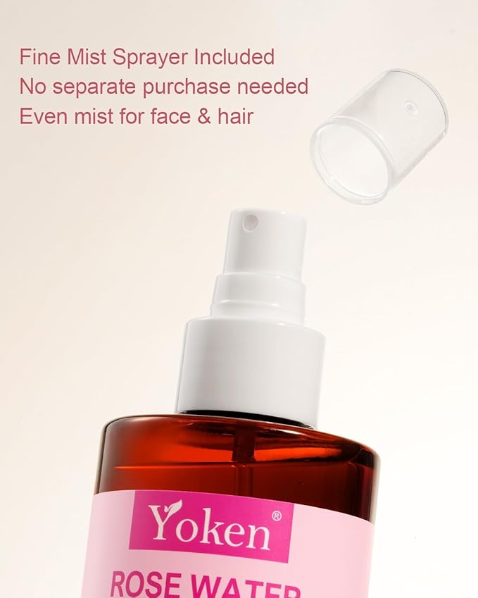 Yoken Organic Rose Water Spray for Face, 8 Fl Oz Fine Mist, Rosewater Face Mist - Image 5