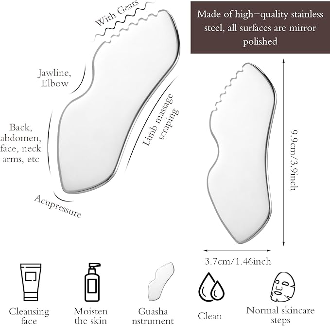 Guasha Tool for Face, Stainless Steel Metal Gua Sha Facial Tools for Body - Image 5