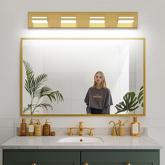 SineRise LED Modern Bathroom Vanity Light Fixtures, Brass Modern Acrylic - Image 9