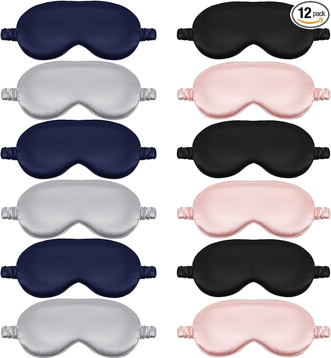 Cutecrop 12 Pcs Silk Sleep Masks Soft Satin Eye Masks by Cutecrop
