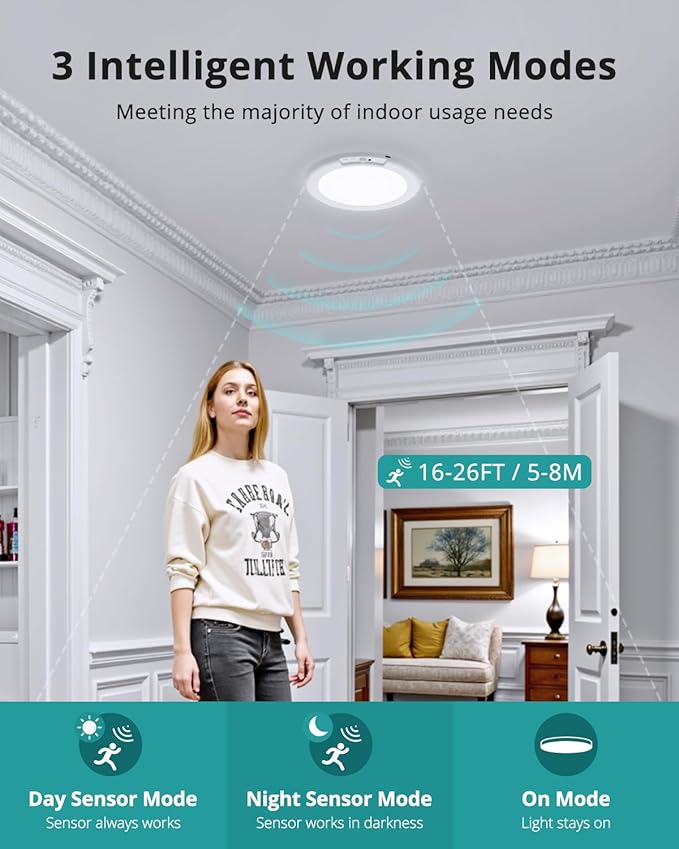 wowatt 2Pcs Battery Operated Ceiling Lights Rechargeable Motion Sensor Light - Image 5