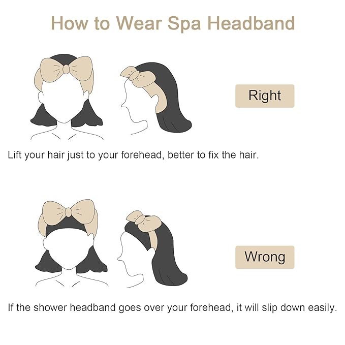 Ondder Spa Headband for Washing Face 8 Pack Beige Skincare Headbands for Women - Image 6