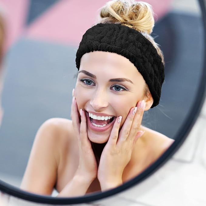 Chuangdi 3 Pieces Spa Headband for Women Facial Makeup Headband Soft Terry - Image 5