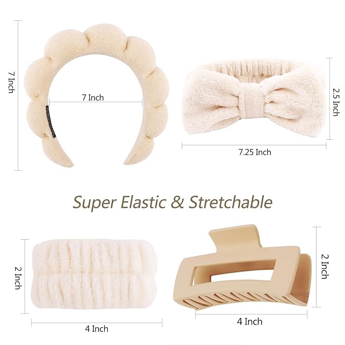 VELSCRUN Spa Headbands for Wash Face, Makeup Headband, Facial Skincare Headbands - Image 6