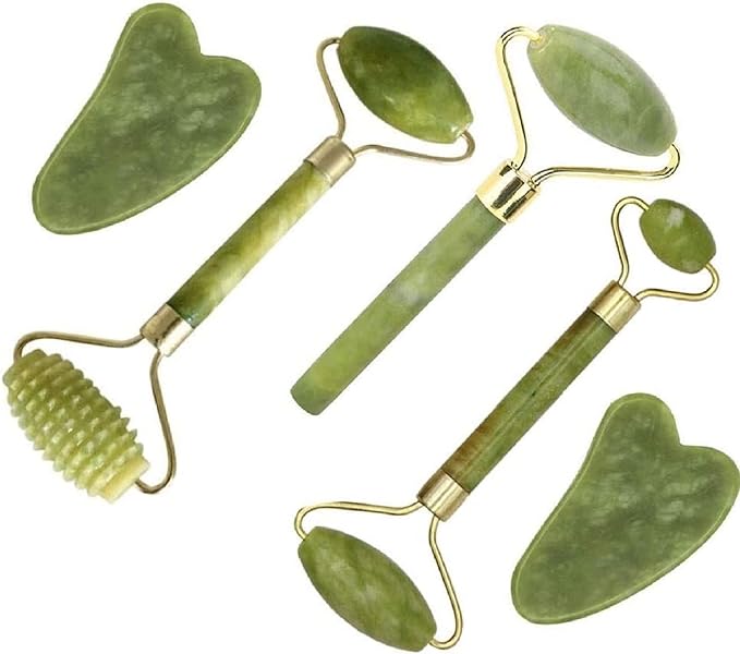 Jade Roller & Gua Sha Set 5 in 1 Facial Massager Tools by fuvooi
