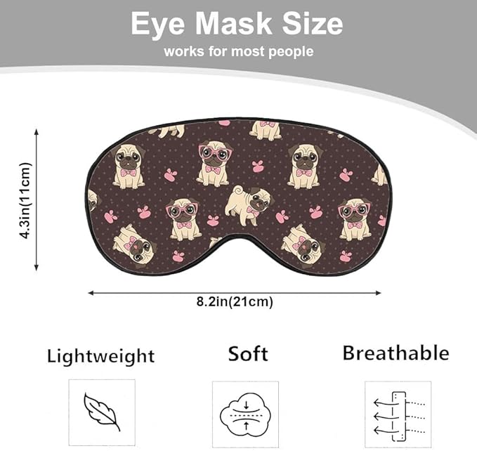 Cartoon Pug Sleep Mask Eye Mask Puppy Bow Tie Glasses Dog Animal Sleep Mask - Image 2