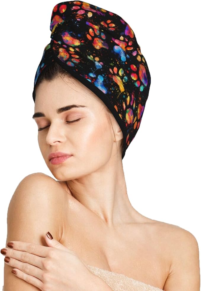 Paw Hair Towel Wrap, Absorbent Hair Drying Towel, Microfiber Hair Drying Cap by DecorateYourLife