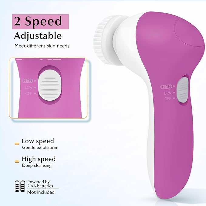 COSLUS Facial Cleansing Brush Silicone Face Scrubber: 2 in1 FBS-D Electric - Image 6