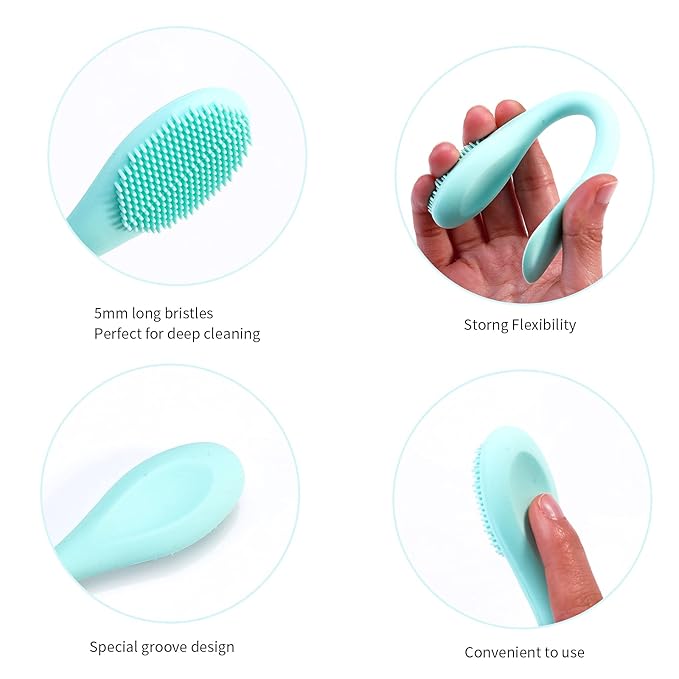 MSQ Silicone Face Mask Brush, Soft Facial Cleansing Scrubber, 2 Pack Double-End - Image 4