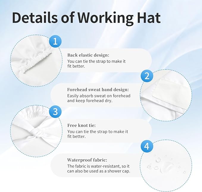 Scrub Cap for Women and Men Boho Black Leaf Pattern Adjustable Breathable - Image 5