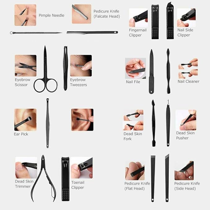 16 Pieces Manicure Set, Pedicure Kit, Nail Clippers, Stainless Steel - Image 3