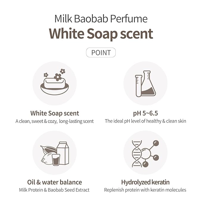 Milk Baobab Hydrating Shampoo, Nourishing Korean Hair Care, Long-Lasting White - Image 7