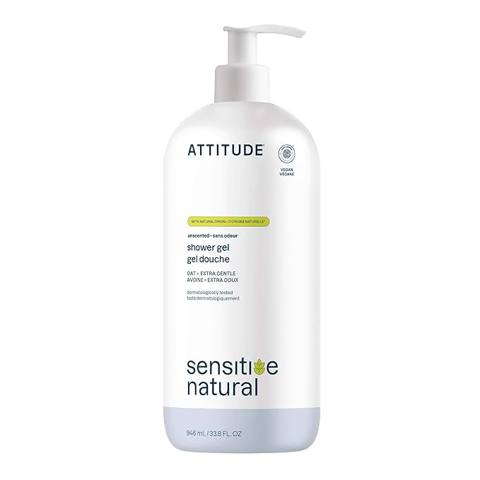 ATTITUDE Body Wash for Sensitive Skin, EWG Verified Shower Gel, Soothing Oat by ATTITUDE