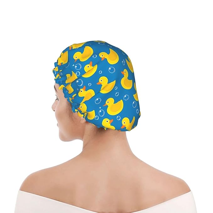 Rubber Ducks Shower Cap For Women Reusable Waterproof Double Layers Bath Cap - Image 7