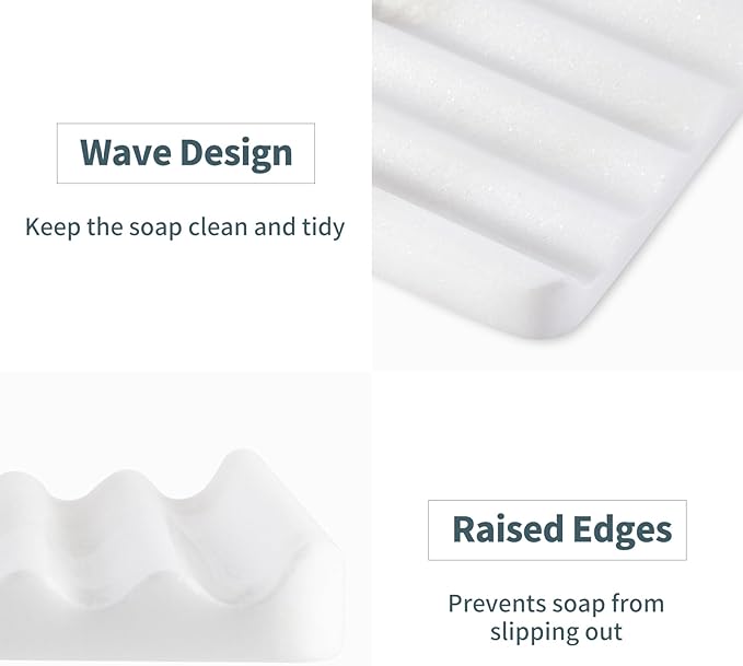 2 Pcs Soap Holder for Bathroom, Marble Soap Dish for Kitchen Countertop - Image 3