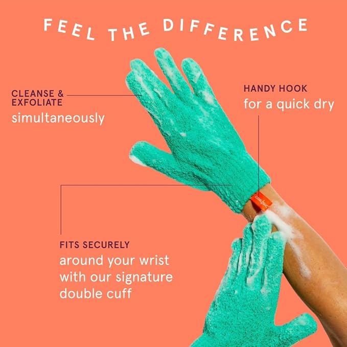 Cleanlogic Bath & Body Exfoliating Glove, Stretchy Bath & Shower Gloves - Image 2