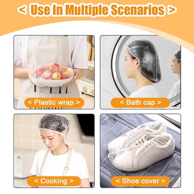 50PCS Portable Individually Wrapped Disposable Shower Caps, Plastic Waterproof - Image 4