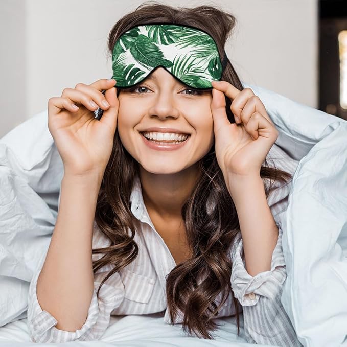 Tropical Palm Leaves Sleep Mask Eye Mask Green Jungle Leaves Floral Sleep Mask - Image 5