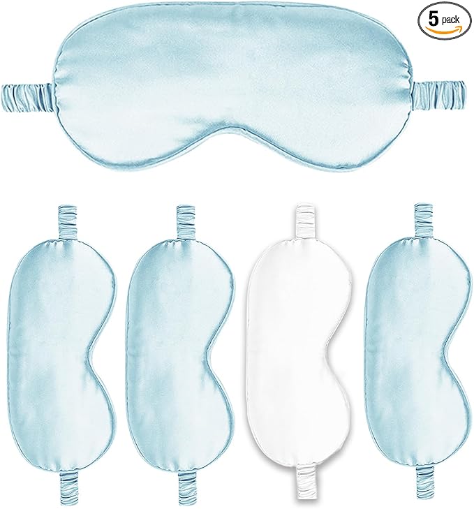 Sleep Masks 5PACK Silk Eyes Cover Satin Eye Mask Silky Blackout Soft Blindfold by WJingYiJia