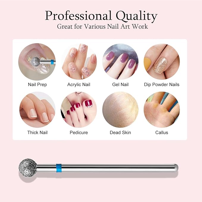 10pcs Safety Ball Cuticle Drill Bits, Carbide Diamond Nail Bits - Image 5