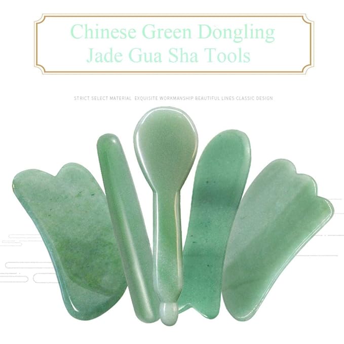 Facial Gua Sha Tool for Chin Massage Tool Natural Jade Stone Gua Sha Board for - Image 7