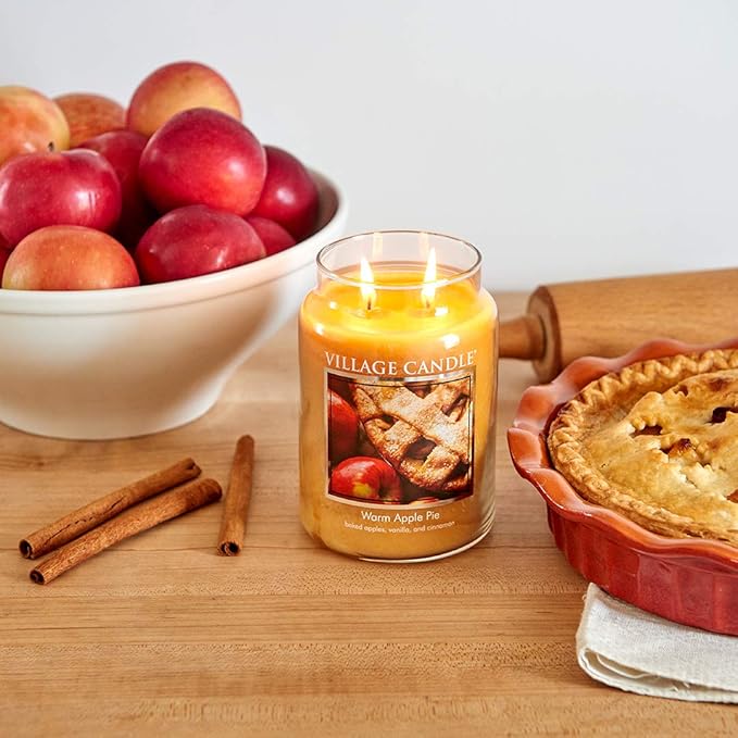 Village Candle Warm Apple Pie Large Glass Apothecary Jar Scented Candle - Image 4