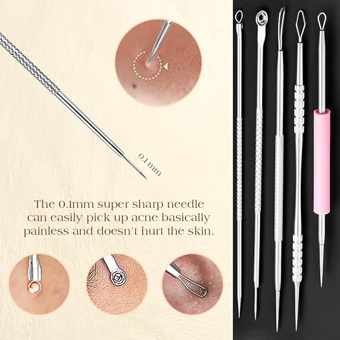22 Pcs Pimple Popper Tool Kit 410 Stainless Steel Blackhead Remover Tools - Image 5