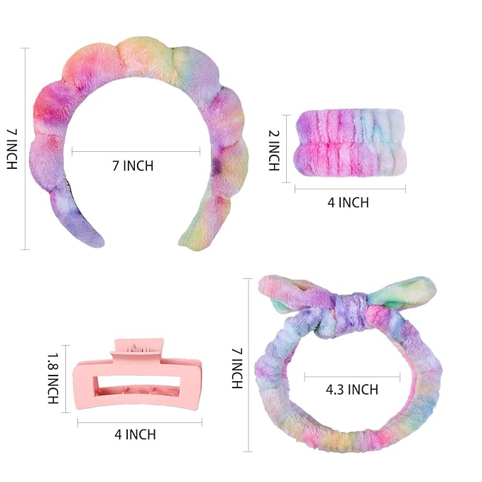 7 Pcs Spa Set, Facial Headband and Wristband Set, Skincare Accessories - Image 6