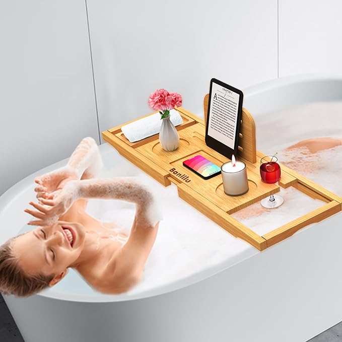 Premium Bamboo Bathtub Tray Caddy - Image 4
