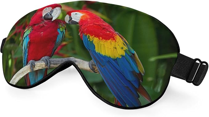 Macaws Parrot Silk Sleep Mask Tree Branch Bright Bird Tropical Eye Mask by Unknown