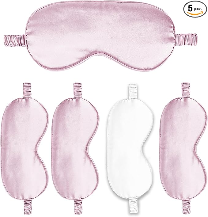 Sleep Masks 5PACK Silk Eyes Cover Satin Eye Mask Silky Blackout Soft Blindfold by WJingYiJia