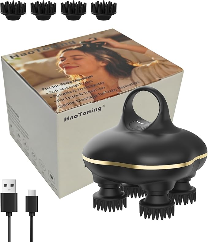 Electric Scalp Massager, Head Scratcher Mimics Four-Finger Kneading Massage by HaoToningInc
