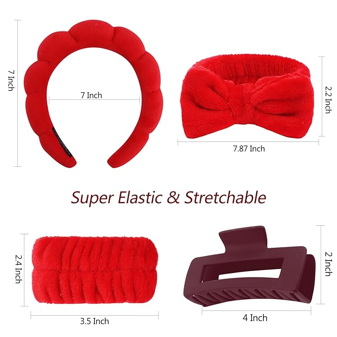 VELSCRUN Spa Headbands for Wash Face, Makeup Headband, Facial Skincare Headbands - Image 6