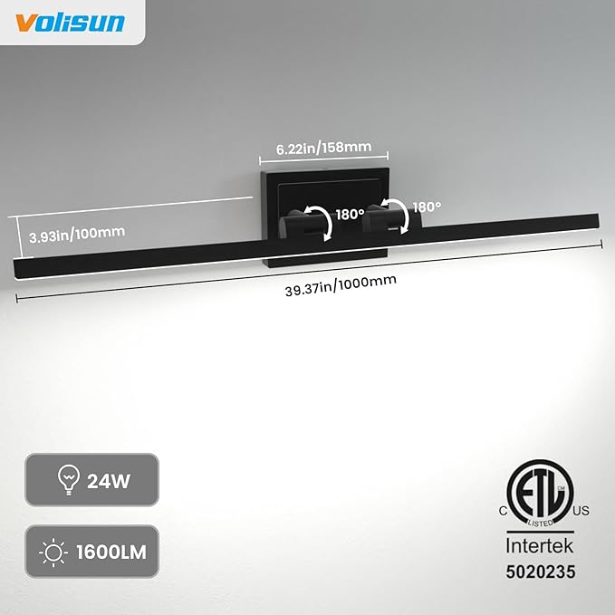 VOLISUN Modern Bathroom Vanity Light 39.4 inch, 24W Dimmable 5CCT Led Bathroom - Image 6