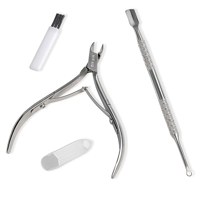 Professional Manicure Tools Set, Stainless Steel Cuticle Nipper, Upgrade Gel by HIFAU