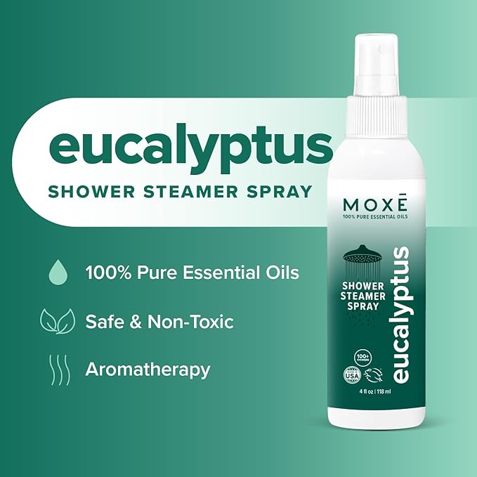 MOXĒ Eucalyptus Oil Shower Mist, Spa Steam Spray, Certified Natural 100% - Image 2