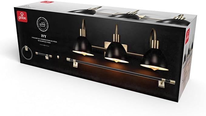 GLOBE Electric 63000058 5-Piece All-in-One Bathroom Accessory Set, Brass & Black - Image 11