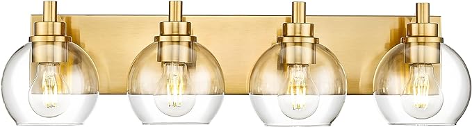 Bathroom Light Fixtures, 4 Light Brushed Gold Vanity Light, 26 Inch Modern Wall by Metwet