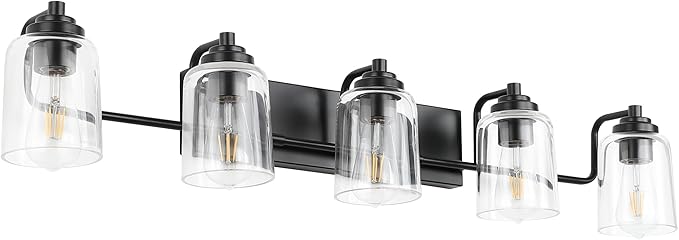 SOLFART 5 Lights Black Bathroom Light Fixtures Over Mirror Vanity Lights Scone by SOLFART