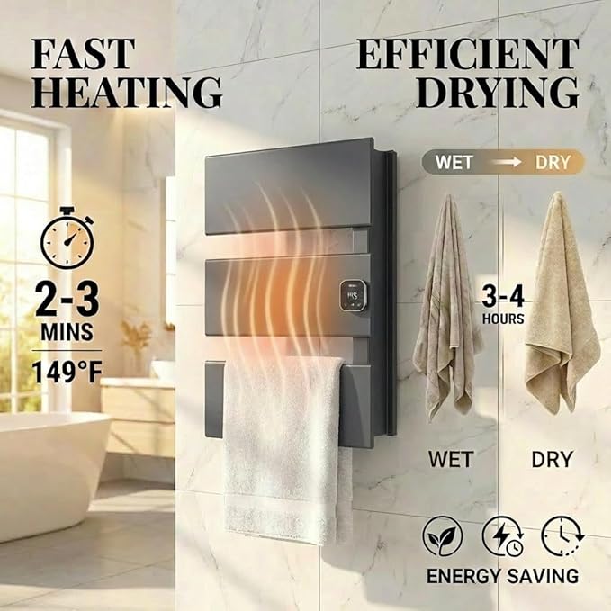 Electric Towel Warmer, Heated Towel Rack - Image 2