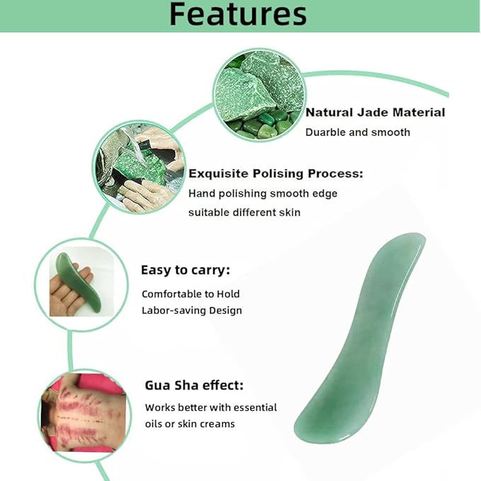 Gua Sha Facials Tools for Back Massage Tools Board Natural Jade Stone for SPA - Image 2