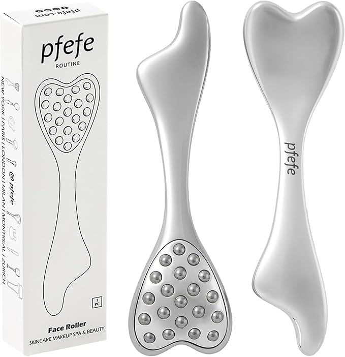 pfefe Stainless Steel Gua Sha & Face Roller, 3-in-1 Dolphin Facial Roller by PfefeRoutine