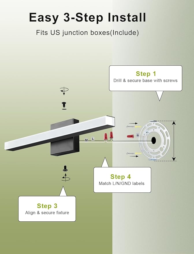 IZORRO Modern Bathroom Vanity Light 40 inch, 32W Dimmable Led Bathroom Light - Image 7