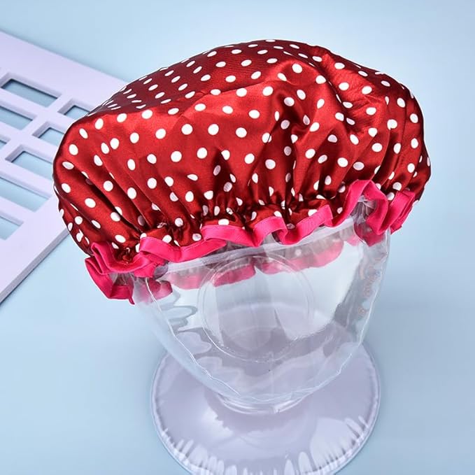 Christmas Red Polka Dot Shower Cap - Image 6