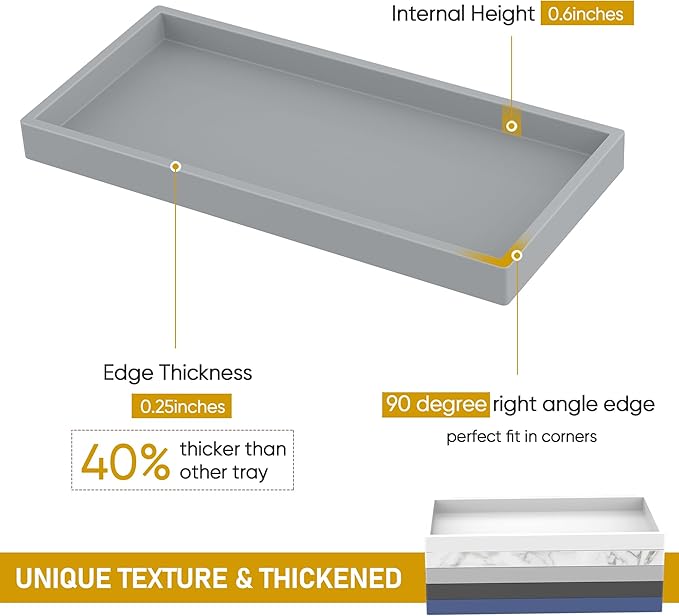 EG-SIPRO Bathroom Counter Tray, Rectangular, Shatterproof, Soap Dispenser Tray - Image 2
